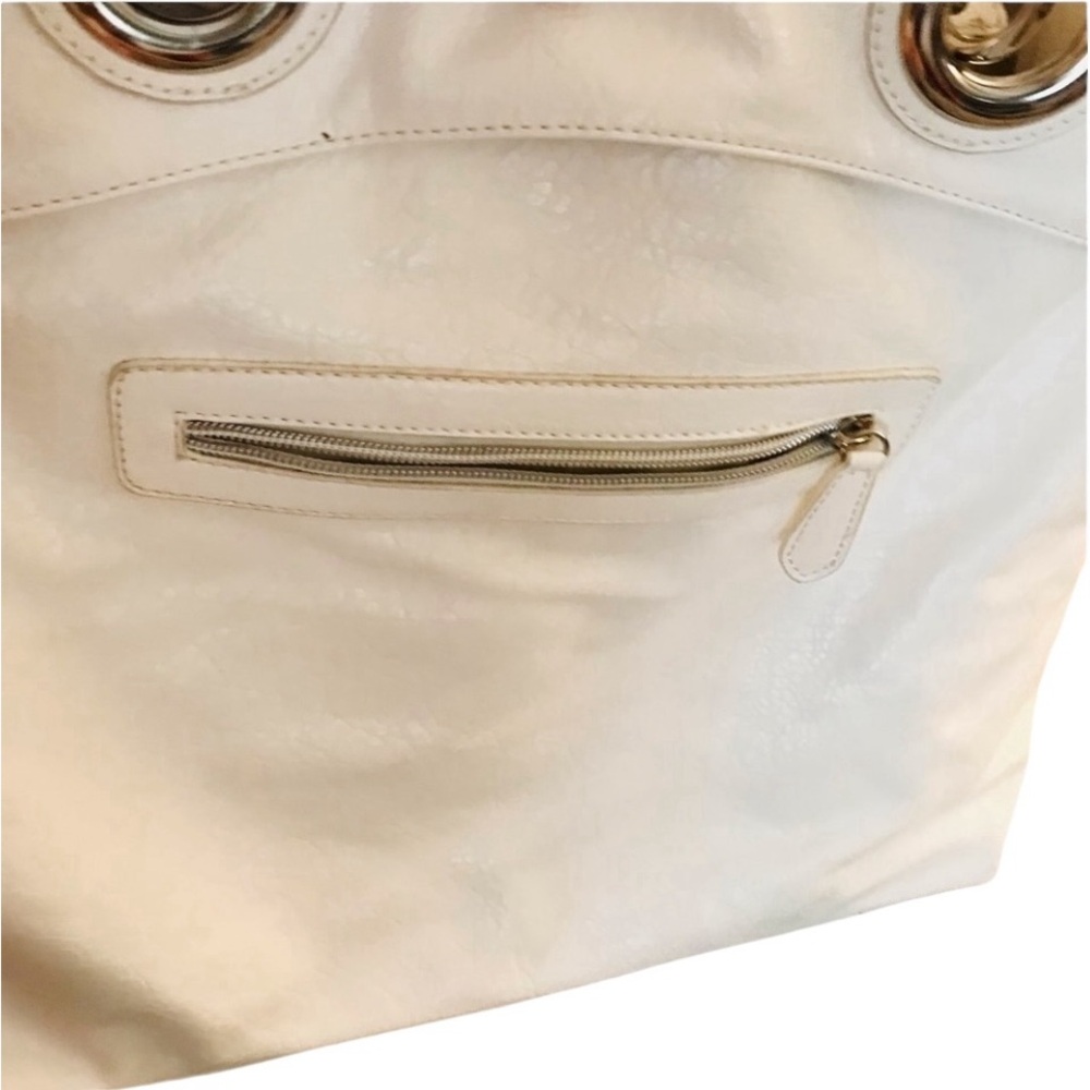 Nicole Lee made in USA white bag with large silver studs great summer  bag - Picture 3 of 16